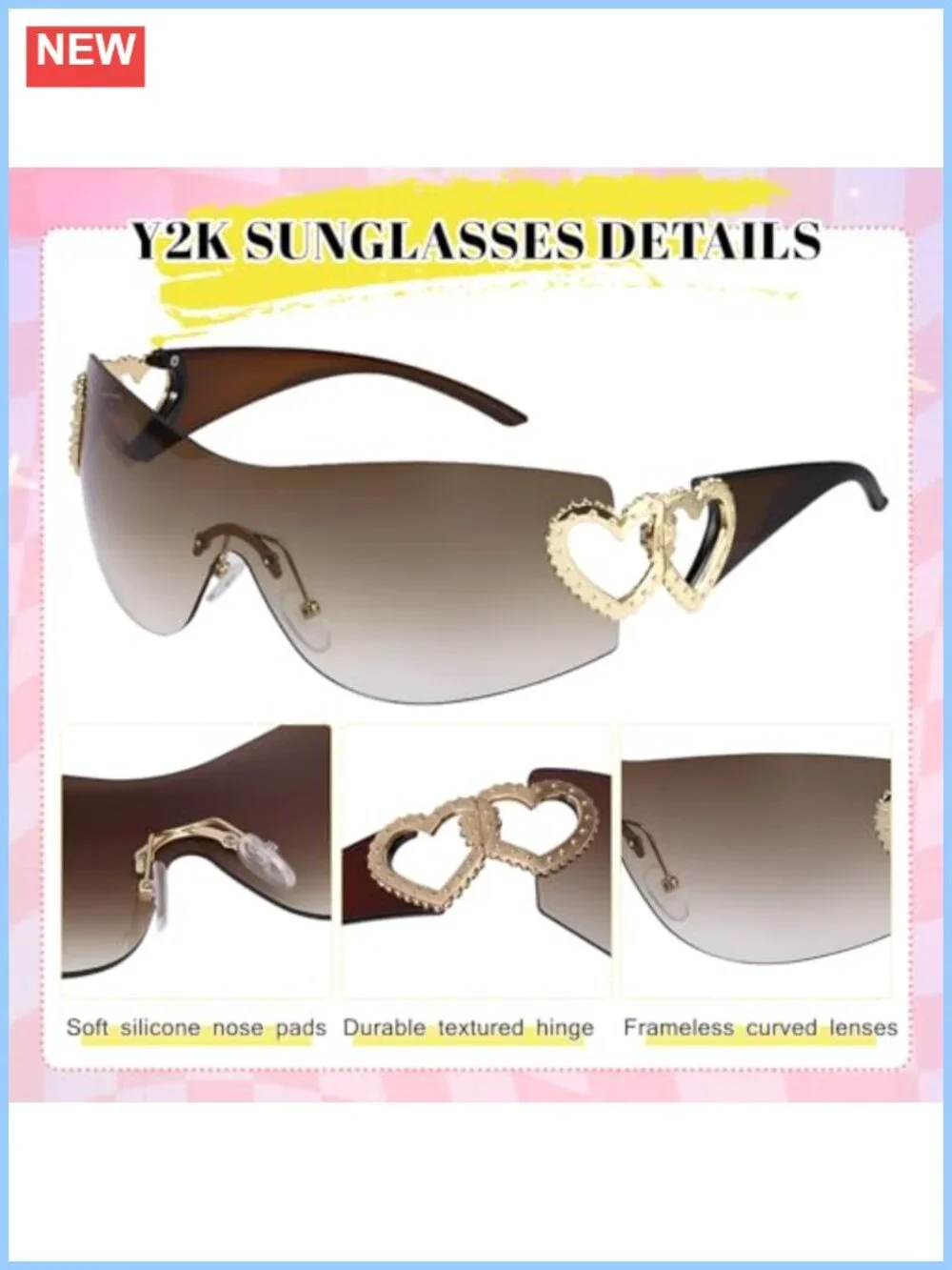 Y2K Faux Leather Hobo Shoulder Bag Sunglasses Set Trendy Purse